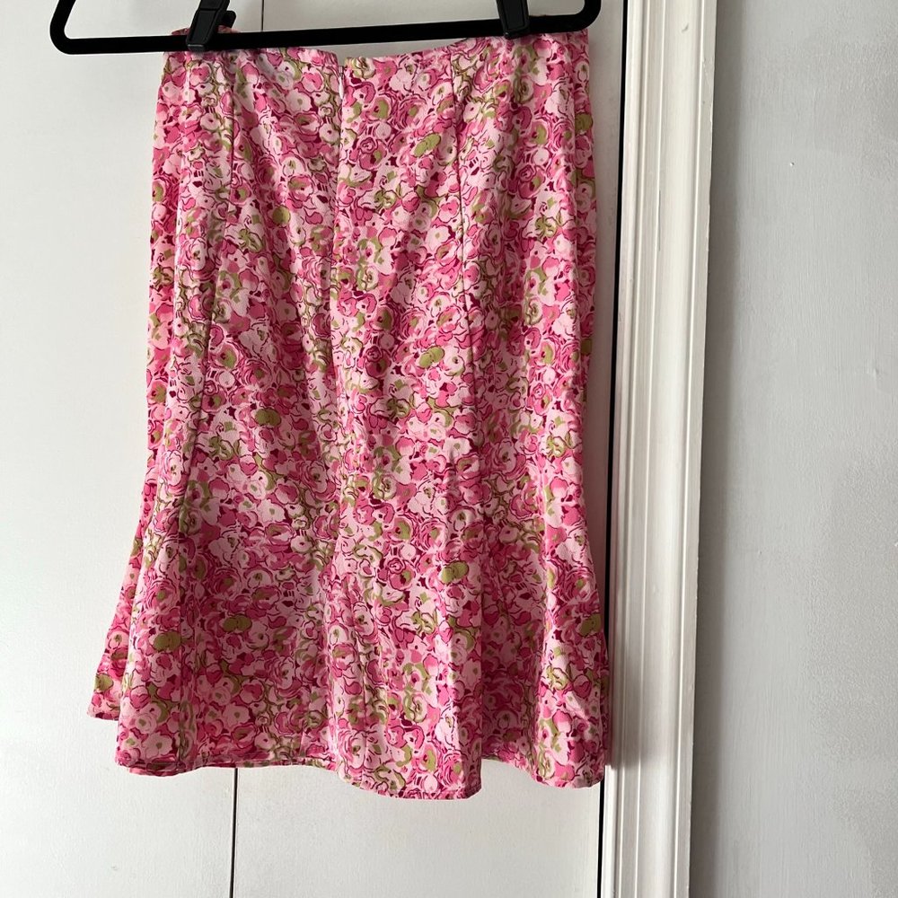 Joe Boxer Apple Blossom Floral Ruffle Hem Skirt (Pink and Green) - 8